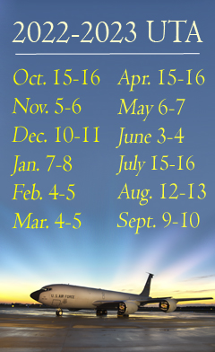 Unit Training Assembly schedule for fiscal year 2022 to 2023. The dates are as follows: October 15-16, 2022; November 5-6, 2022; December 10-11, 2022; January 7-8 2023; February 4-5; 2023, March 4-5, 2023; April 15-16, 2023; May 5-7, 2023; June 3-4, 2023; July 15-16, 2023; August 12-13, 2023; September 9-10, 2023